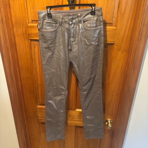 Zadig and Voltaire Eva Argent Deluxe Silver Foil Printed Jeans size 28 - Picture 2 of 6